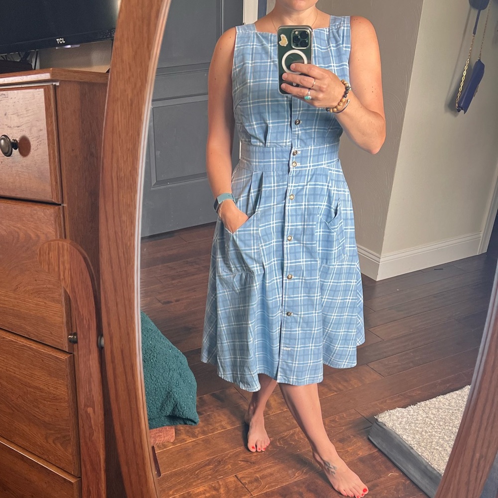 Vintage handmade dress. Recycled from vintage curtains/bed sheets.